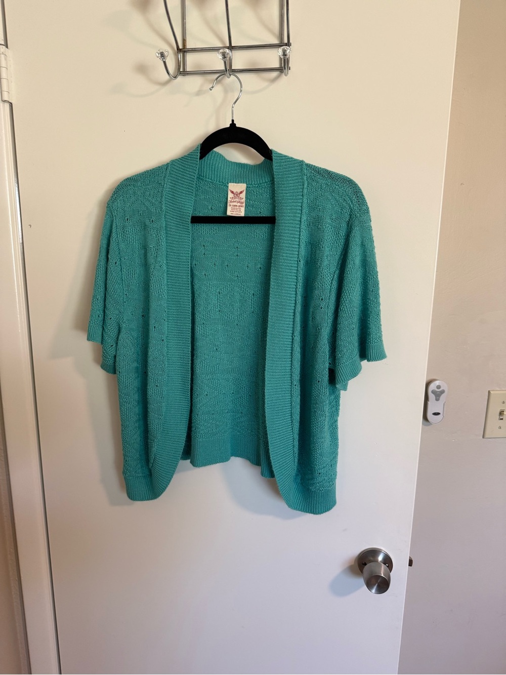 Faded Glory Teal Open-Front Short Sleeve Cardigan